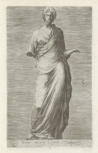 Escultura de Urania, muze van de sterrenkunde Urania, a musa do Capitólio (título no objeto) Esculturas antigas em Roma (título da série) Ícones das antigas estátuas da cidade de Roma que são vistas em locais públicos (título da série) de Anonymous