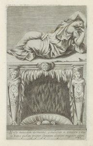 Escultura do Ariadne adormecido por cima de uma lareira
Ninfae cuiusdam dormentis simulacrum in viridario Vaticano Romae quidam propter serpentem Cleopatre imaginem putant (título sobre o objecto)
Esculturas antigas em Roma (título da série)
Antiquarum  de Anonymous