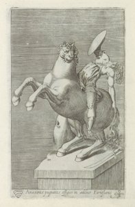 Sculptuur van een Amazone te paard
Amasonis pugnantis effigies in aedibus Farnesianis (título sobre o objecto)
Escultor antieke em Roma (título da série)
Antiquarum statuarum urbis Romae quae in publicis locis visuntur icones (título da série) de Anonymous