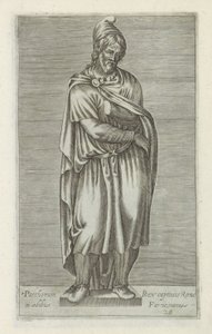 Sculptuur van een barbaarse gevangene
Parthorum rex captivis Romae in aedibus Farnesianis (título sobre o objecto)
Escultor antieke em Roma (título da série)
Antiquarum statuarum urbis Romae quae in publicis locis visuntur icones (título da série) de Anonymous
