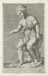 Sculptuur van een vissende jongen Retrato de um menino pescador no Capitólio de Roma (título no objeto) Esculturas antigas em Roma (título da série) Ícones das antigas estátuas da cidade de Roma que são vistas em locais públicos (título da série) de Anonymous