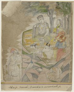 Shiva e Parvati na montanha de Anonymous