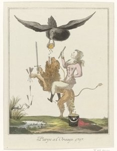 Caricatura do pagamento holandês à Prússia, 1787 Purgue um l