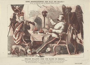 Desenho animado sobre Kaiser Wilhelm I e Bismarck, 1870
O diné de sangue e ossos de São Guilherme (título sobre o objecto) de Anonymous