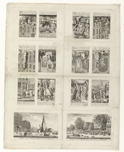 Estampas falsas na moda e duas vistas de Amesterdão durante as inundações de 1775 de Anonymous