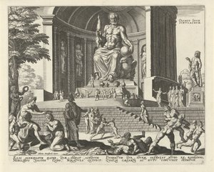 Estátua de Zeus em Olímpia
Olympy Iovis simvlacrvm (título sobre o objecto)
As oito maravilhas do mundo (título da série) de Anonymous