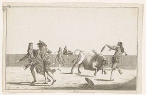 Touro é desafiado com banderillas Coleccion de las principales suertes de una corrida de toros (título da série no objeto) Colecção das manobras tauromáquicas mais importantes (título da série) de Anonymous