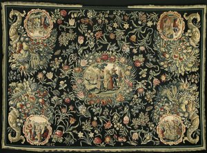 Toalha de mesa com a história de Joseph e um padrão floral de Anonymous