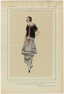 Très Parisien, 1923, No 6: 8. - Vestido com véu argelino... de Anonymous