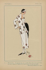 Très Parisien, 1923, No. 8: 7. - Este damasco de seda... de Anonymous