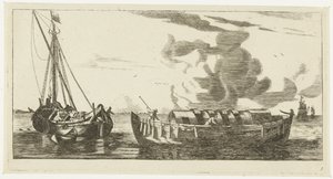 Dois navios: um isqueiro Amsterdam e um isqueiro Wieringer Seascapes e imagens de navios (título da série) de Anonymous