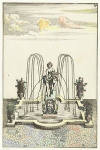 Bacia quadrada com protuberâncias semicirculares Architectura Curiosa Nova (título da série) de Anonymous