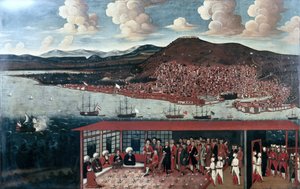 Vista de Esmirna (Izmir) e a Recepção ao Cônsul de Hochepied (1657-1723) na Câmara do Conselho