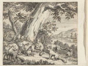 Raposa que teve o rabo cortado Desenhos para ilustrações para uma edição das Fábulas de Jean de la Fontaine (título da série) de Anonymous