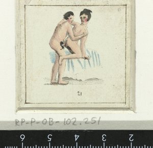 Casal fazendo amor, mulher fica de costas para o homem Oito Cena Erótica (título da série)