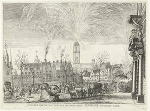 Fogos de artifício; entrada de Ferdinand em Gand em 1635 (nº 41)
Surgere quae rutilo spectas incendia coelo Fernandi succendit amor (título sobre o objecto)
Ignium nocturnorum em Hippodromo & turri imago de Anonymous