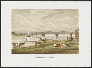 Ponte Waal perto de Zaltbommel, 1869 Ponte ferroviária em Zaltbommel (título no objeto) As principais pontes ferroviárias na Holanda (título da série) de Anonymous