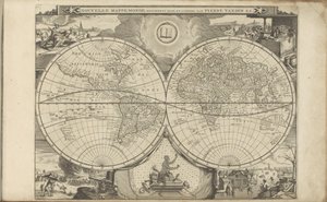 Wereldkaart Novo Mapa do Mundo (título no objeto) As Índias Orientais e Ocidentais e Outros Lugares (título da série) de Anonymous