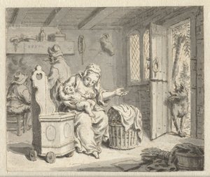 Lobo, a mãe e a criança Desenhos para ilustrações para uma edição das Fábulas de Jean de la Fontaine (título da série) de Anonymous