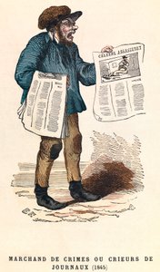 Um criador de jornais em 1845, gravura, coleção privada - Vendedor de jornais em Paris de Anonymous Anonymous