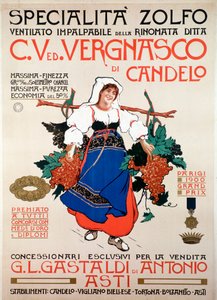 Cartaz publicitário para o fungicida enxofre com neve produzido pela empresa italiana Vergnasco Candelo, Século XX de Anonymous Anonymous