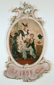 Alexander Girardi e Marie Geistinger como Doutor Falke e Rosalinde na ópera O Morcego, de Johann Strauss (óleo sobre cartão) de Anonymous Anonymous