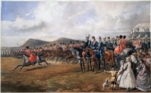 Alexandre II (1818-1881) passant les torupes en revue - Czar Alexandre II revisando tropas - Anônimo - 1867 - Aquarela sobre papel - 55x90 - Coleção Privada de Anonymous Anonymous