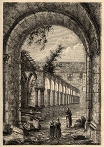Antigo claustro do Convento de Cordeliers ou Saint-Francois de Quimper (Finistere) - - gravura em "PATRIE" - DESCRIÇÃO PECTURAS DE FRANÇA EM 6 VOLUME POR LUCIEN HUARD - final do século XIX de Anonymous Anonymous
