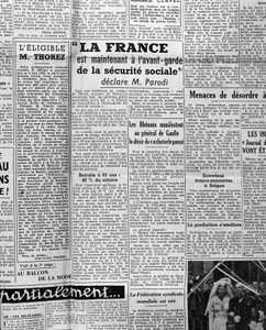 Artigo sobre a segurança social: "A França está agora na linha da frente da segurança social diz o Sr. Parodi" 1945 de Anonymous Anonymous