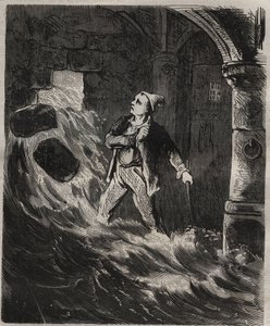 Tentativa de fuga do Toulon Bagne no século XIX. Gravação em "Histoire des bagnes depuis leur création à nos jours" (1877) por Pierre Zaccone (1817-1895) (Colonia Penale - colônia penal). Coleção particular. de Anonymous Anonymous