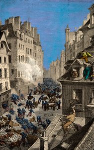Batalha na Barricada da Rue Saint Antoine em 1830, Gravura, Coleção Particular de Anonymous Anonymous