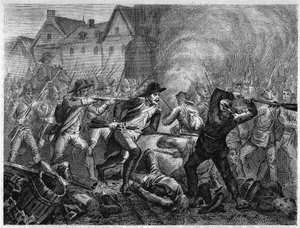 Batalha de Le Mans, em 1793, durante a Guerra de Vendee. Gravura de 1866 em "Histoire de la Revolution francaise" de Adolphe Thiers. Coleção privada. de Anonymous Anonymous