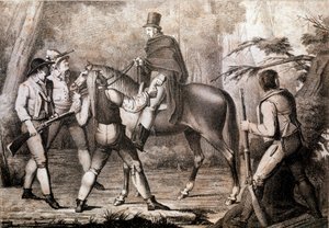 Brigands atacando um viajante a cavalo do século XIX Imprimir Coleção Particular de Anonymous Anonymous