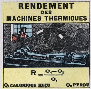 Calorimetria: eficiência das máquinas térmicas. Ilustração anónima de 1925. Coleção privada. de Anonymous Anonymous