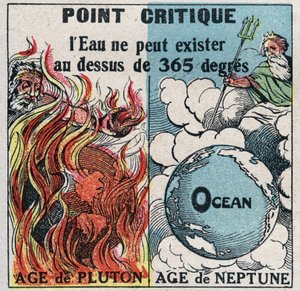 Mudanças nos estados: vapores. A água não pode existir acima de 365 graus (ponto crítico). Ilustração anónima a partir de 1925. Coleção privada. de Anonymous Anonymous
