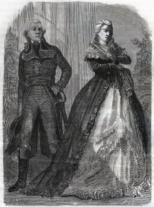 Charles Francois du Perier dit Dumouriez (1739-1823), general francês com a Rainha Maria Antonieta (1755-1793). Gravura de 1866 em "Histoire de la Revolution francaise", de Adolphe Thiers. Coleção particular. de Anonymous Anonymous