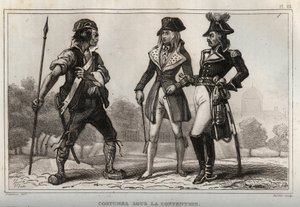 Fantasias no âmbito da Convenção. Gravura de 1859 em "Le Monde. História de todos os povos desde os tempos mais remotos até aos nossos dias". por M. E. de Lostalot-Bachoue (Lostalot Bachoue). Coleção particular. de Anonymous Anonymous
