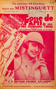 Capa da partitura "Gosse de Paris" cantada por Mistinguett (Mistinguette) (1875 - 1956), cantora francesa de Anonymous Anonymous