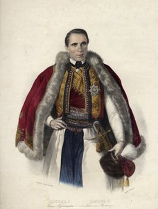 Daniel de Montenegro (1826-1860) (Danilo Aleksander Petrovic Njegos) - Danilo I, Príncipe de Montenegro - Anônimo - 1853 - Litografia, aquarela - 40,7x30,9 - Coleção Particular de Anonymous Anonymous