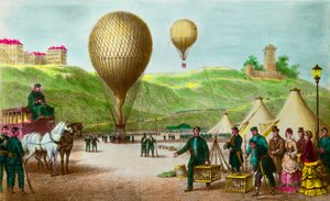Partida de um posto de balões e pombos de passageiros no cerco de Paris em 1870, Colecção Privee de Anonymous Anonymous