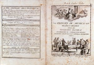 Página dupla de um manual de teoria musical de Vincenzo Panerai de Anonymous Anonymous