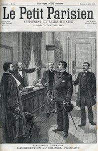 Caso Dreyfus, em 1898, a prisão do Tenente-Coronel Georges Picquart (1854-1914). Em "le petit Parisien", de 1898. de Anonymous Anonymous
