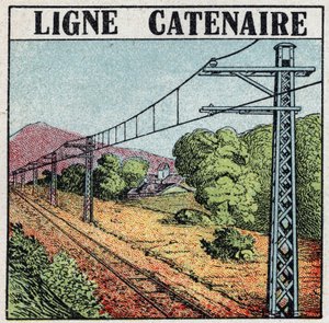 Ferrovias elétricas: Linha catenária. Ilustração anónima de 1925. Coleção privada. de Anonymous Anonymous