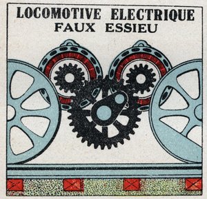 Ferrovias eléctricas: eixo falso de uma locomotiva eléctrica. Ilustração anónima de 1925. Coleção particular. de Anonymous Anonymous