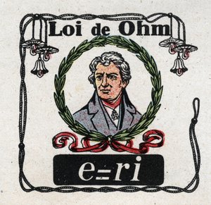 Unidades eléctricas: A Lei de Ohm pelo físico George Simon Ohm (1787-1854). Ilustração anônima de 1925. Coleção privada. de Anonymous Anonymous