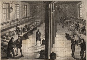 Fuga de três condenados na sala Saint Gilles da Bagne de Rochefort em 28 de dezembro de 1840. Gravação em "Histoire des bagnes depuis leur création à nos jours" (1877) por Pierre Zaccone (1817-1895) (Colonia Penale - colônia penal). Coleção particular. de Anonymous Anonymous