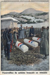 Primeira Guerra Mundial 1914-1918 (Guerra 14-18). Funeral de soldados franceses na Albânia. No "Le Petite Journal". de Anonymous Anonymous