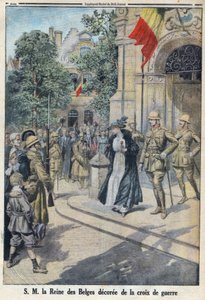 Primeira Guerra Mundial 1914-1918 (Guerra 14-18). Sua Majestade a Rainha dos Belgas Elisabeth de Baviere (1876-1965) foi agraciada com a cruz de guerra. No "Le Petite Journal". de Anonymous Anonymous
