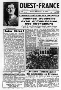 Primeira edição da França Ocidental a partir de 7 de Agosto de 1944: La La La Liberation na França Ocidental e General de Gaulle - fotografia, B.N. de Anonymous Anonymous
