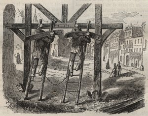 Carpinteiros forcats no Toulon Bagne, no século XIX. Gravura em "Histoire des bagnes depuis leur création à nos jours" (1877) de Pierre Zaccone (1817-1895) (Colonia Penale - colônia penal). Coleção particular. de Anonymous Anonymous